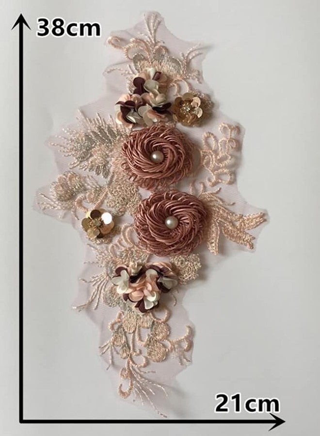 RUINUO 3D Lace Beads Flower Applique Patches Sew on Patches Floral Embroidered Appliques Colorful Sewing Wedding Dress Handmade Decor Rose - Image 2