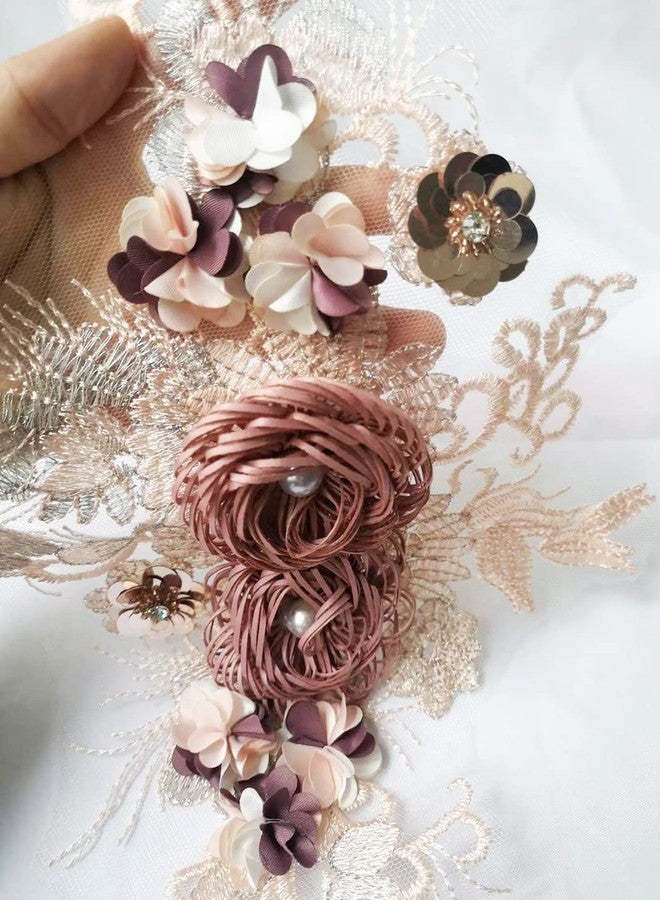 RUINUO 3D Lace Beads Flower Applique Patches Sew on Patches Floral Embroidered Appliques Colorful Sewing Wedding Dress Handmade Decor Rose - Image 4