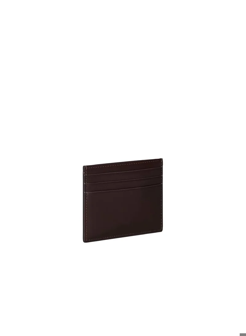 CALVIN KLEIN CK Dark Brown Leather RFID Logo Cardholder for Men | Best Price UAE