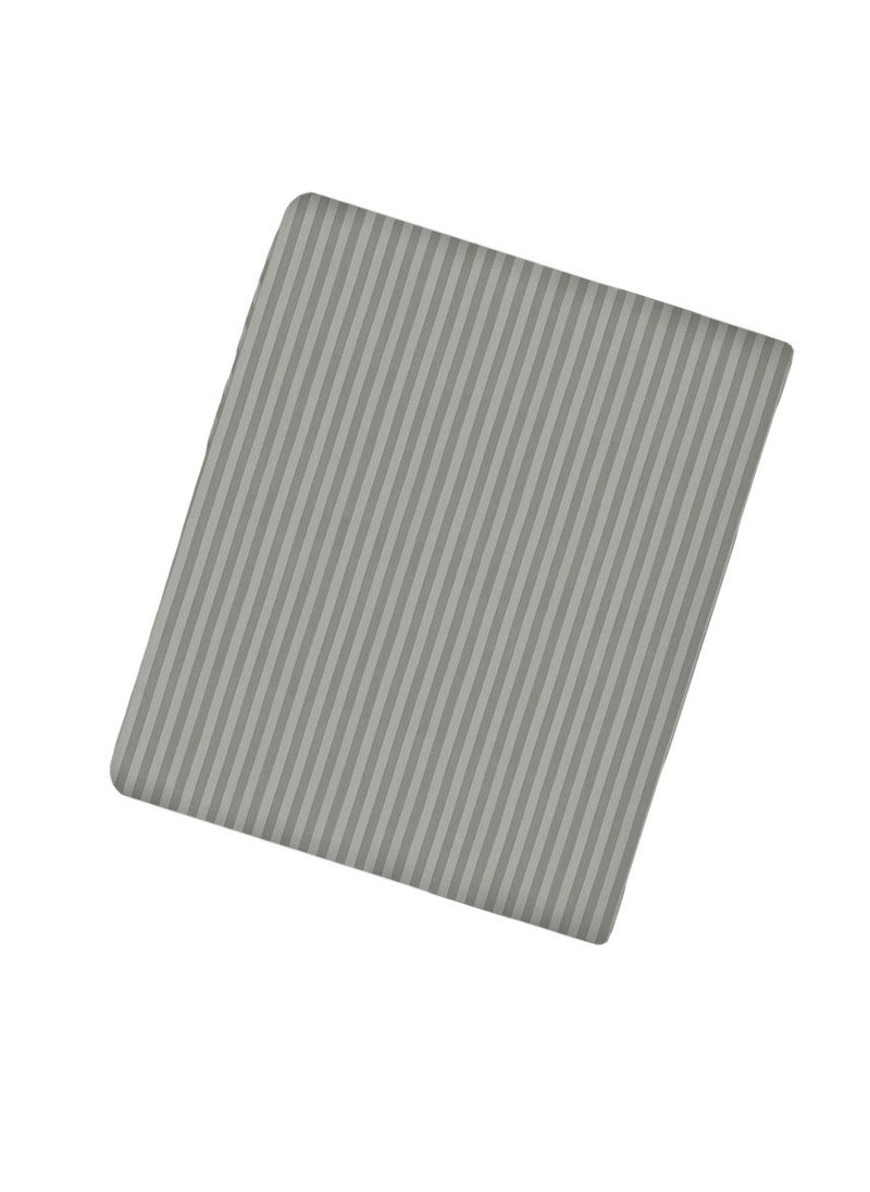 Blueberry Light Grey King Size Striped Bed Sheet Set Cotton 200x200+20cm - Image 1