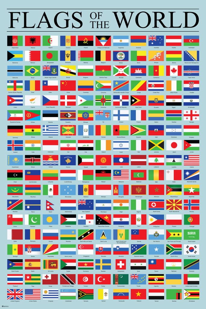 Poster Foundry Flags of the World Poster Geography Classroom Decor International Country Reference Chart Cool Wall Art Print Poster 12x18 - Image 1