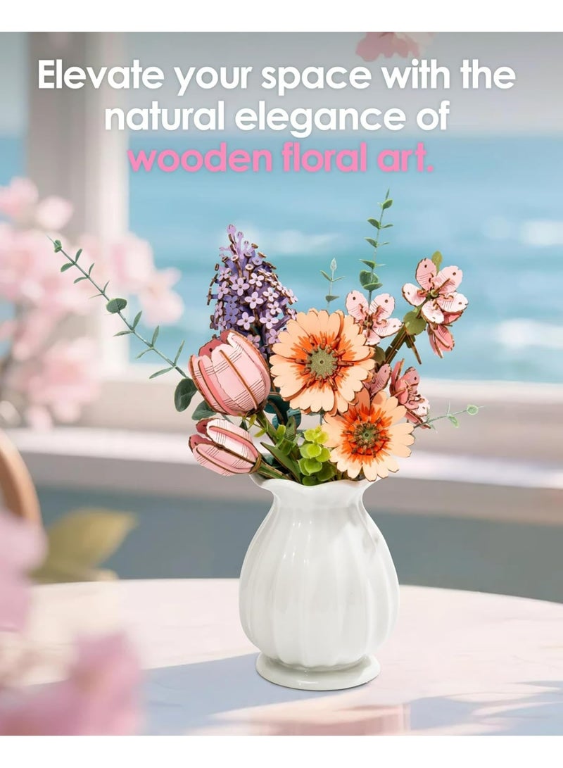 ROBOTIME Rowood DIY Wooden Flower Sakura 3D Wooden Puzzle TW101 - Image 2