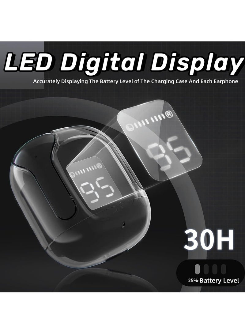سماعات بلوتوث شفافة، سماعات بلوتوث 5.3 لاسلكية للميكروفون، سماعات بلوتوث لتقليل الضوضاء داخل الأذن، سماعات لاسلكية، سماعات رياضية للاستماع إلى الموسيقى والفيديو - Image 2