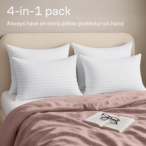 Niagara Sleep Solution Set of 4 Pillow Protectors with Zipper Standard Size - 100% Resistant to Stains, Dust & Dirt - Washable Covers for Increased Pillow Lifespan - Image 2