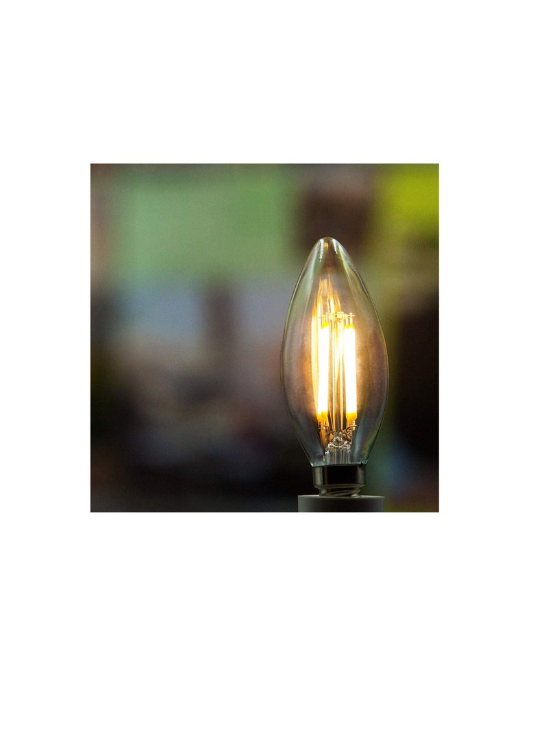 LED Candle Filament Bulb 4W E14, 33W Equivalent Chandelier Light Bulbs, Transparent Glass Lamp - Pack of 5 pcs (2700K WARM WHITE) - Image 1