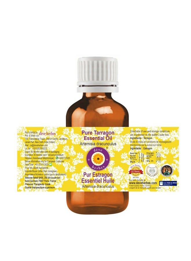 Deve Herbes Pure Tarragon Essential Oil (Artemisia Dracunculus) Steam Distilled 15ml (0.50 oz) - Image 2