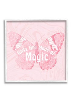 Stupell Industries Girls Are Made Of Magic Pink Patterned Butterfly Designed By Daphne Polselli White Framed Wall Art 12 X 12  - Image 1
