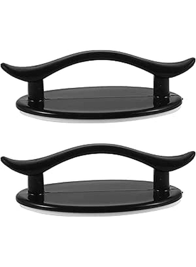 Black Self Adhesive Cabinet Handles 2pcs Peel Stick No Drill Door Pulls Universal - Image 1
