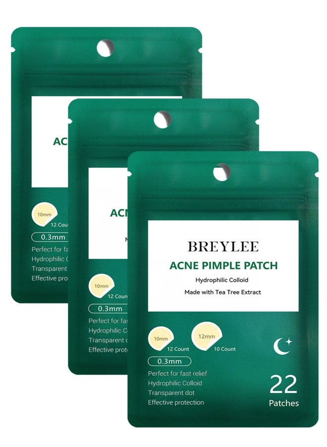 Breylee 66 Count Acne Pimple Patches - Hydrocolloid Transparent Spot Treatment for Face u0026 Body, Fast Absorbing Vegan Cruelty-Free Cover (Two Sizes) - Image 1