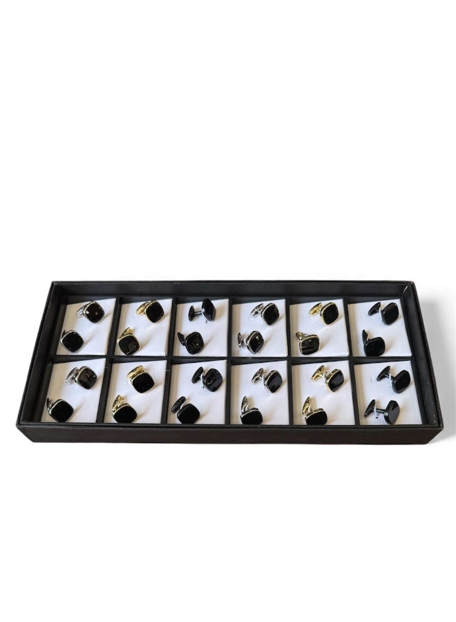 ركس طقم كبك رجالي فاخرة مجموعة متنوعة من الكف لينك بتصميم كلاسيكي و عصري مكونة من 12 زوج من الكبك 69844 - Image 2