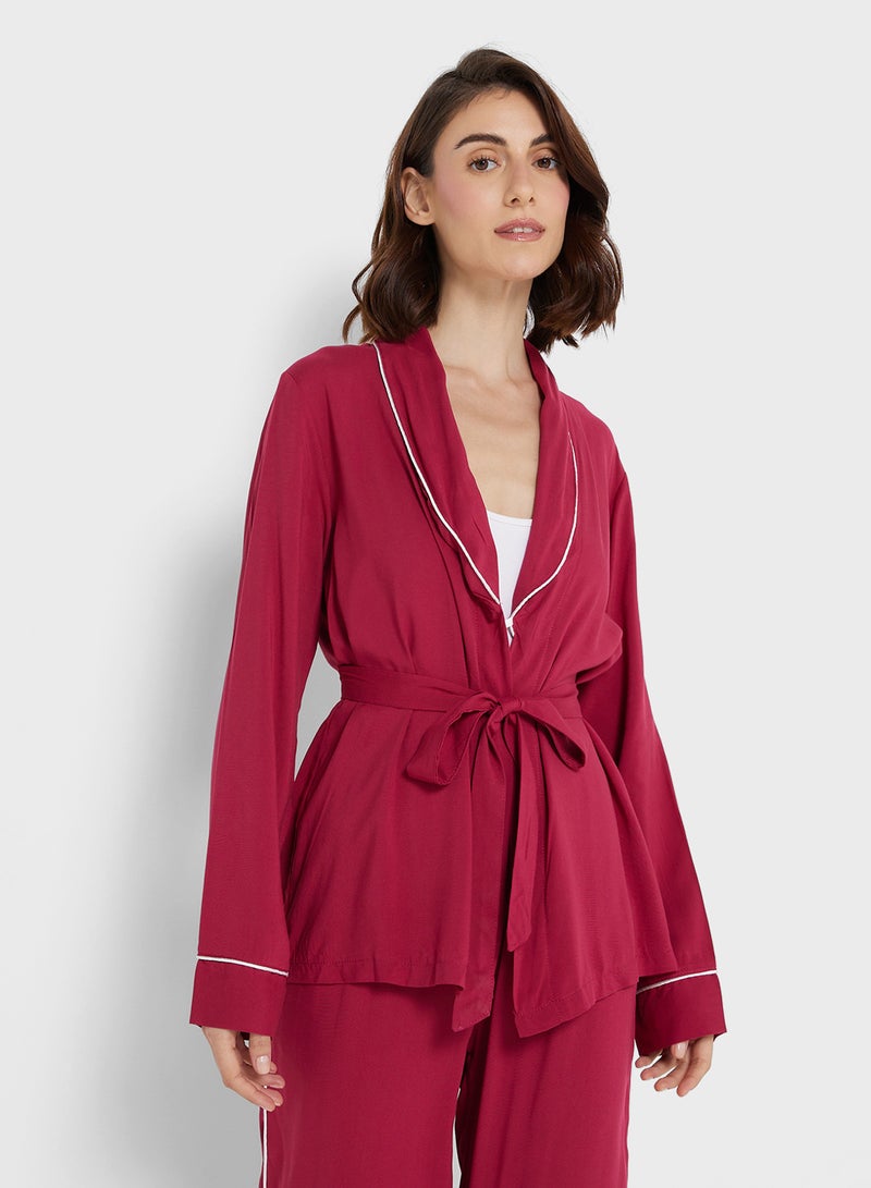 جينجر طقم روب وبيجامة بتفاصيل حواف متباينة - Image 3