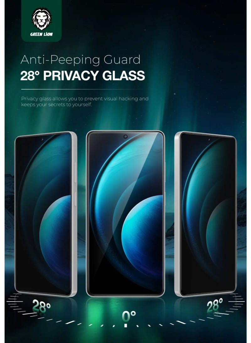 جرين ليون واقي شاشة خصوصية جالكسي S26 الترا، وضوح عالي دقيق، مقاوم للتجسس، مقاوم للخدش، تغطية كاملة، تصميم مقاوم للصدمات - Image 3