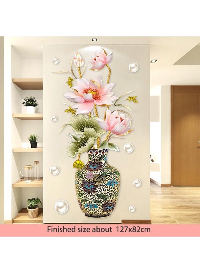 Chinese Style Classical Vase Flower Wall Sticker Rose Lotus Butterfly Decoration Decals Removable Wall Art Home Decor 
