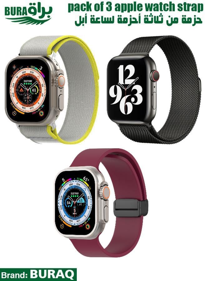 BURAQ Apple Watch Band Strap For Apple Watch Ultra 2/Ultra 49mm, Series 10 46mm, 9/8/7 45mm, SE2/SE/6/5/4 44mm, 3/2/1 42mm 