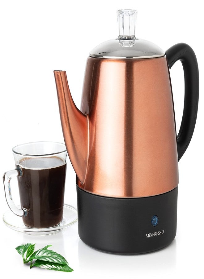 ماكينة تحضير القهوة الكهربائية Mixpresso بسعة 4 أكواب، مصنوعة من النحاس والفولاذ المقاوم للصدأ، مزودة بخاصية الحفاظ على الحرارة، ماكينة تحضير قهوة كلاسيكية مع سلة قابلة للإزالة للاستخدام المنزلي أو المكتبي - Image 1