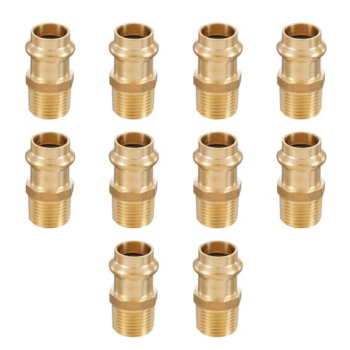 EFIELD Pack of 10 EFIELD Copper Press Adapter Fittings12Inch Copper Press x 12inch Male NPT Brass AdapterPEX1807348 - Image 1