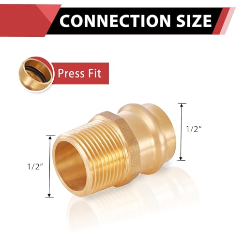 EFIELD Pack of 10 EFIELD Copper Press Adapter Fittings12Inch Copper Press x 12inch Male NPT Brass AdapterPEX1807348 - Image 3