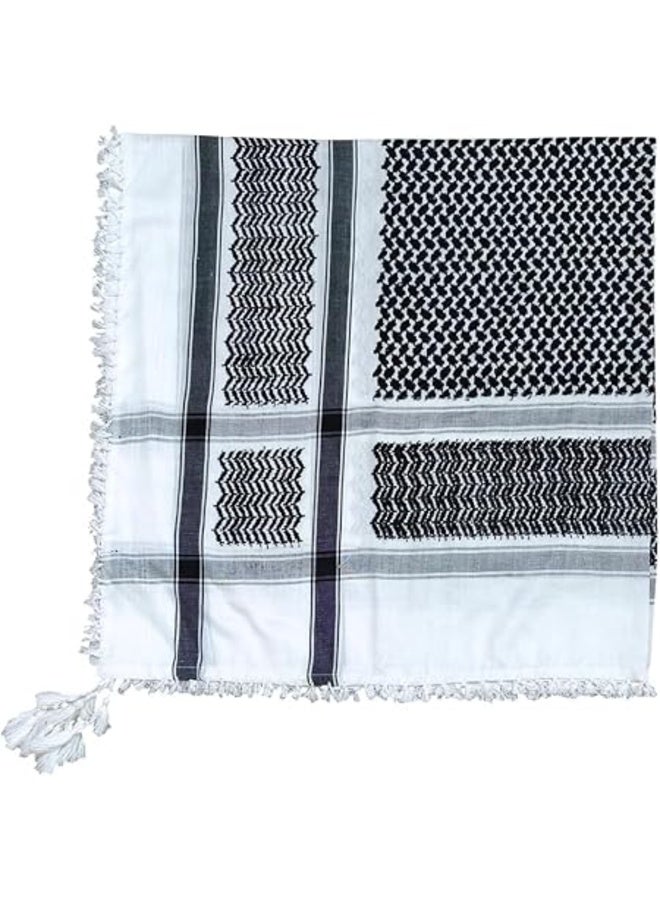 XENVA Keffiyeh Shemagh Scarf for Men, 110x110cm Premium Cotton Black & White Palestinian Style Arab Head Scarf, Lightweight Breathable Head & Neck Wrap for Daily, Travel & Outdoor Wear - Image 4