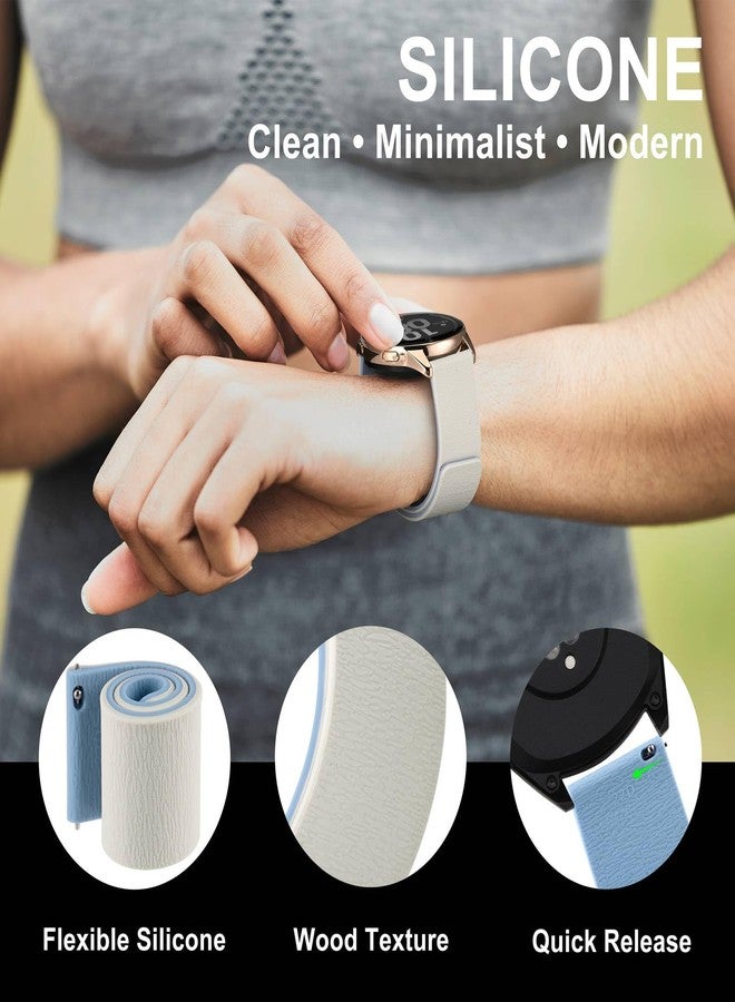 WOCCI 22mm Magnetic Watch Band, Wood Grain Silicone, Quick Release (White+Ice Blue) - Image 4