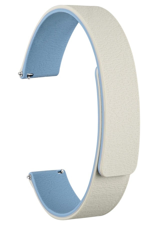 WOCCI 22mm Magnetic Watch Band, Wood Grain Silicone, Quick Release (White+Ice Blue) - Image 1