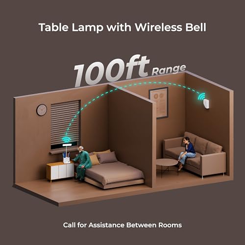 Xech Table Lamp with External Calling Bell | 3-Color Dimmable LED Light | Desk Organizer & Smartphone Holder | Rechargeable, Flexible Gooseneck | 100ft RF Range | Gifts for Mom & Dad (Desky Lite Bell) - Image 3