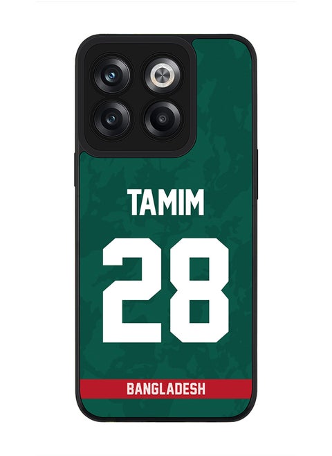 Rugged Black Edge Case for OnePlus 10T, Slim fit Soft Case Flexible Rubber Edges Thin Cover - Player Name - Tamim Iqbal, Jersey Number- 28