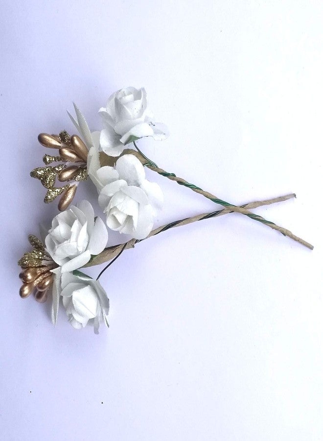 Maahal™ White Flower Fabric Juda Pin/Bun Hair Accessories Juda Pins 2 Pcs