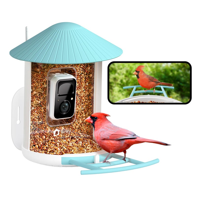 NETVUE by Birdfy Smart Bird Feeder with Camera Bird Watching Camera Auto Capture Video Motion Detection 1080P Live Steam Cardinal Feeder Outdoor Wireless Ideal Present for Backyard Birder Blue