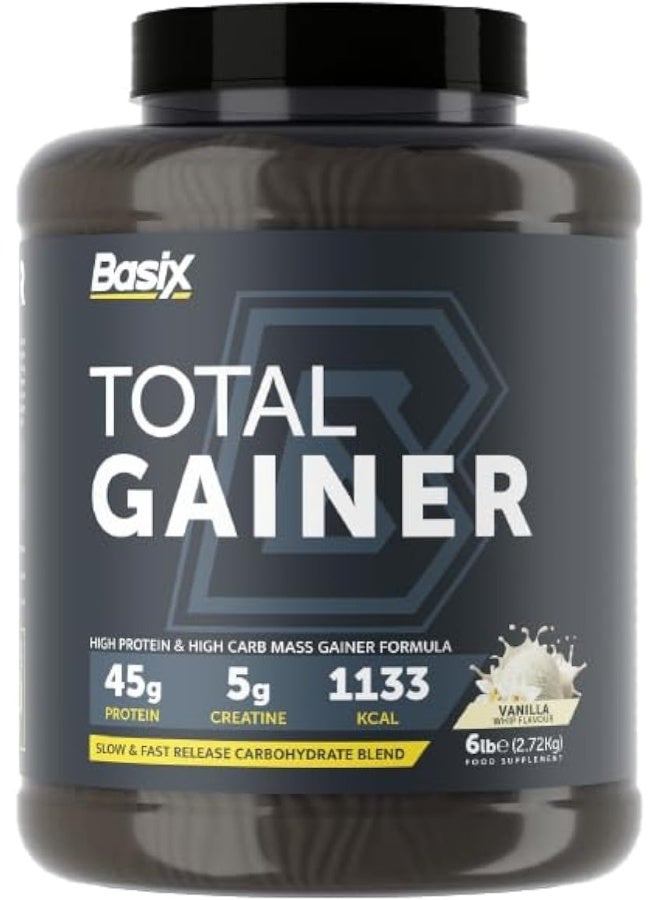 Basix Total Gainer Vanilla Whip 6 lb Tub - Image 1