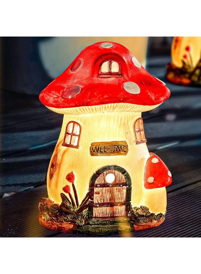 Mini LED Solar Mushroom Fairy Landscape House, Outdoor Garden Sculpture, Patio Lawn Decoration, Perfect for Women's Gardening Decor - Image 1