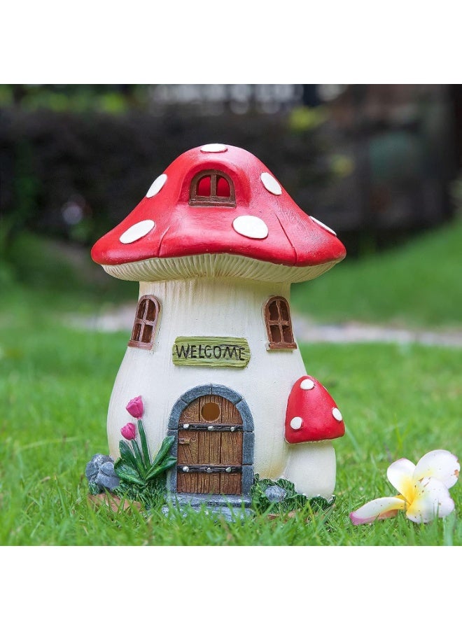 Mini LED Solar Mushroom Fairy Landscape House, Outdoor Garden Sculpture, Patio Lawn Decoration, Perfect for Women's Gardening Decor - Image 2