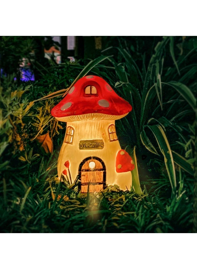 Mini LED Solar Mushroom Fairy Landscape House, Outdoor Garden Sculpture, Patio Lawn Decoration, Perfect for Women's Gardening Decor - Image 4