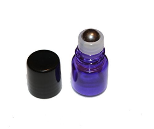 Simply Essential Solutions 100pcs 1mL (1/4 dram) Purple Mini Glass Stainless Steel Roller Bottle 1cc Purple Sample Vial Small Essential Oil Bottle Travel Must + one 7 Chakra Bracelet Volcanic Lava for essential oil diffusing - Image 4