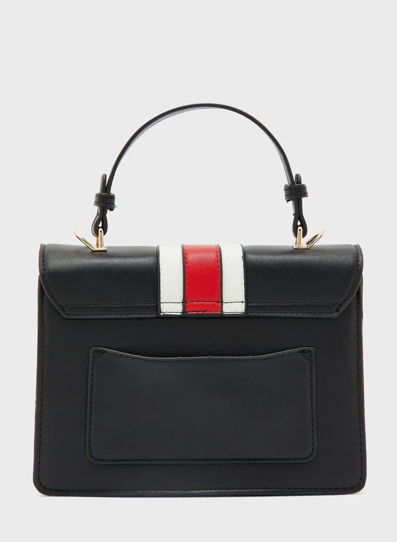 Ginger Contrast Colour Small Satchel with Crossbody Strap