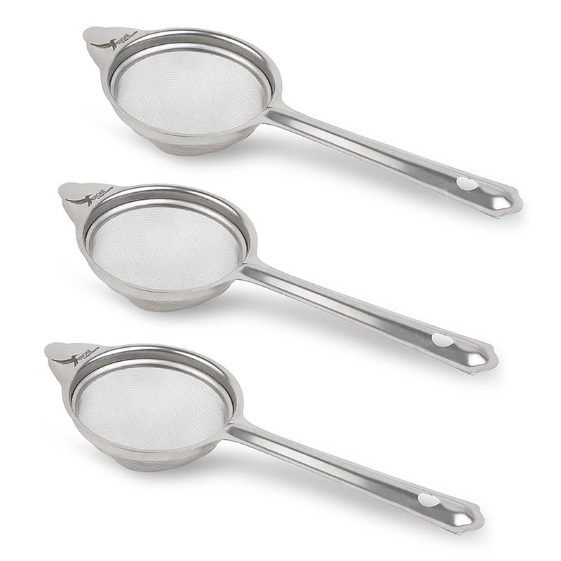 SNOKE SNOKE Stainless Steel Tea Strainer for Kitchen Strainer Stainless Steel 3 Pieces Silver  - Image 1