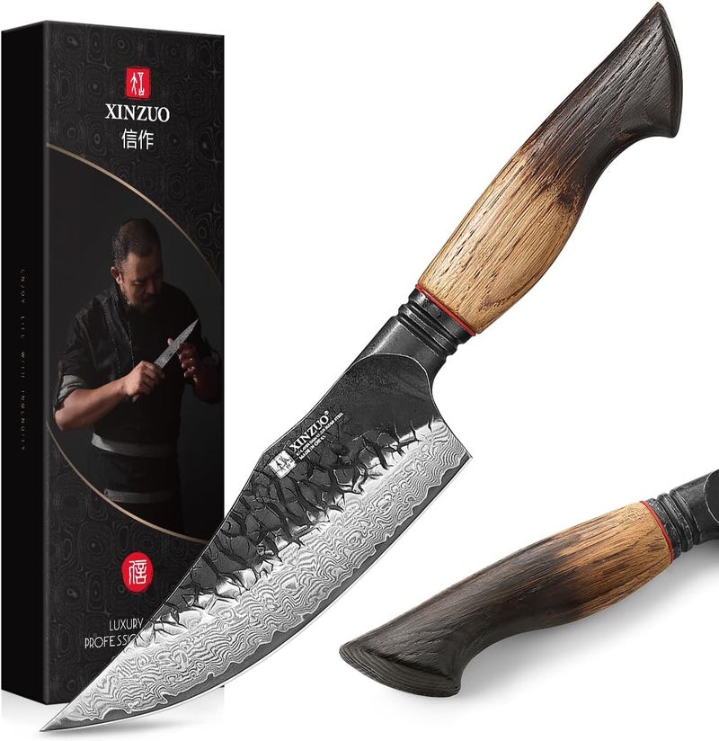 XINZUO 5.9 Inch Viking Knife With Ergonomic Wood Handle,Hand Forged High Carbon Steel Boning Knives For Kitchen Meat Cutting - Image 1
