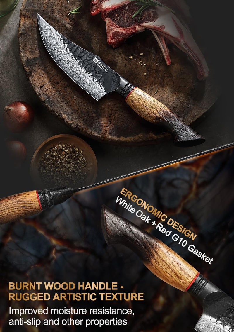 XINZUO 5.9 Inch Viking Knife With Ergonomic Wood Handle,Hand Forged High Carbon Steel Boning Knives For Kitchen Meat Cutting - Image 4