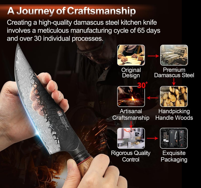 XINZUO 5.9 Inch Viking Knife With Ergonomic Wood Handle,Hand Forged High Carbon Steel Boning Knives For Kitchen Meat Cutting - Image 5