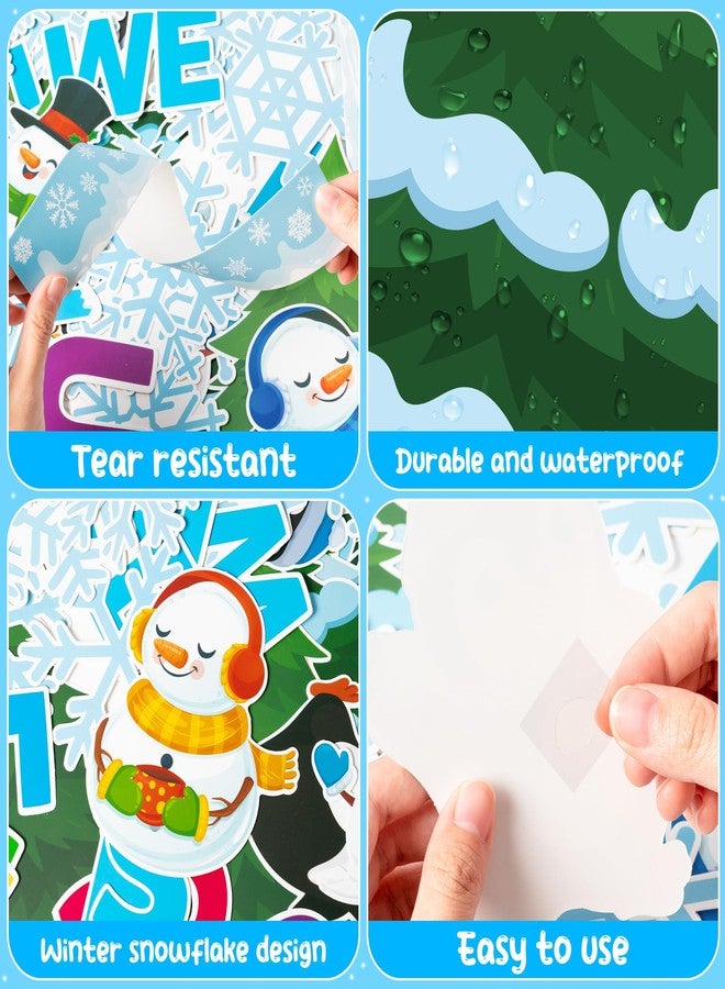BkeeCten 116pcs Winter Season Snowflakes Bulletin Board Decoration Set with 10 Sheets Glue Dots, Cute Penguin Snowman Winter-Theme Cardstock for Christmas Classroom Office Bulletin Board Decor - Image 4