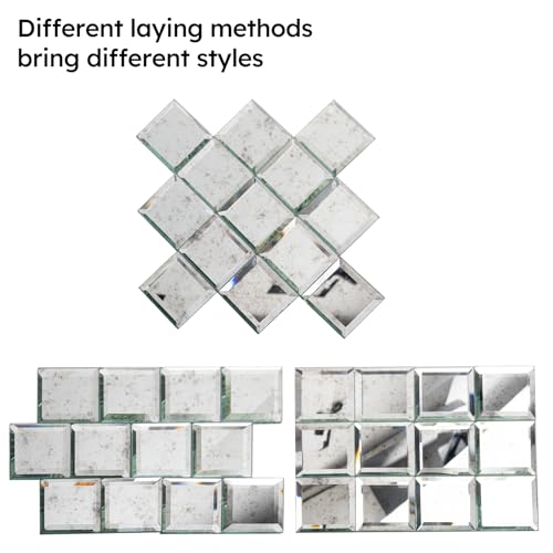 Diflart Peel and Stick Mirror Backsplash, Light Antique, 3x3 Inch, Beveled Mirror Square Kitchen Bar Wall Tile (2 Sq.ft, 32 Pcs) - Image 5