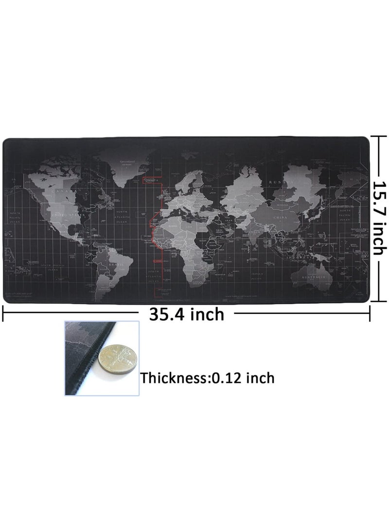 Univer Tang large Gaming Mouse Pad,World Map Desk Mat Non Slip Mousepad Anti-Skid Rubber Base and Stitched Edges, Keyboard Mouse Mat for Gamers, Home, Office and Studio,900*400 - Image 2