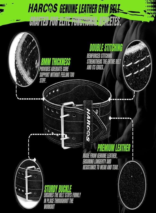 Harcos Genuine Leather Premium 8 MM Thick Weightlifting Belt for Serious Functional Fitness, Weightlifting, and Olympic Lifting Athletes - Lifting Support for Men and Women - Deadlift Training Belt- 4 inch Wide- 4 Leather Layers (Black (8 mm), Large) - Image 2