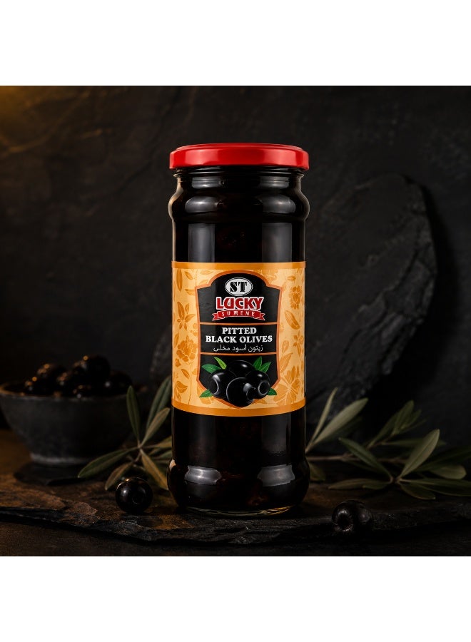 ST Lucky Family Pitted Black Olives 340g - Image 2
