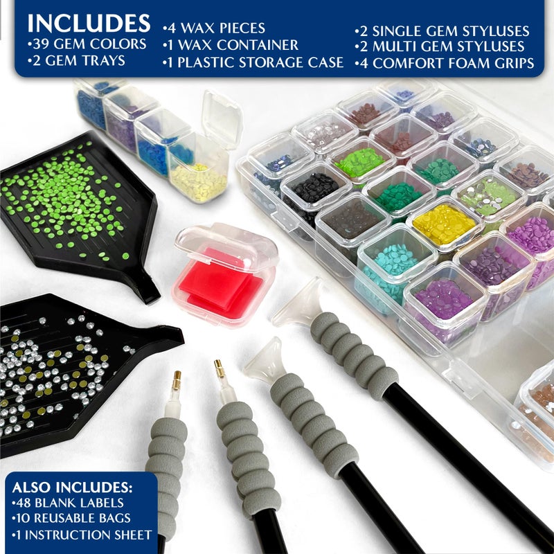 ArtSkills Diamond Painting Kit, Diamond Art Ready to Hang Framed Canvas with Storage and Accessory Kit, Northern Lights, 3 Stretched Canvas Panels, 14â€ x 7â€ Each - Image 2