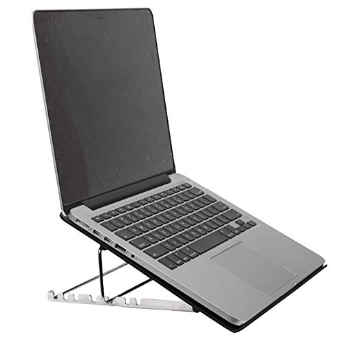 YAJNAS Ventilated Laptop Stand with ABS Material Supports Upto 15 inch Laptop, Cooling Pad, Adjustable Height with 7 Different Angles for Home, Office, Work (Pack of 1, Silver) - Image 1