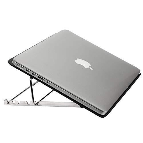 YAJNAS Ventilated Laptop Stand with ABS Material Supports Upto 15 inch Laptop, Cooling Pad, Adjustable Height with 7 Different Angles for Home, Office, Work (Pack of 1, Silver) - Image 2