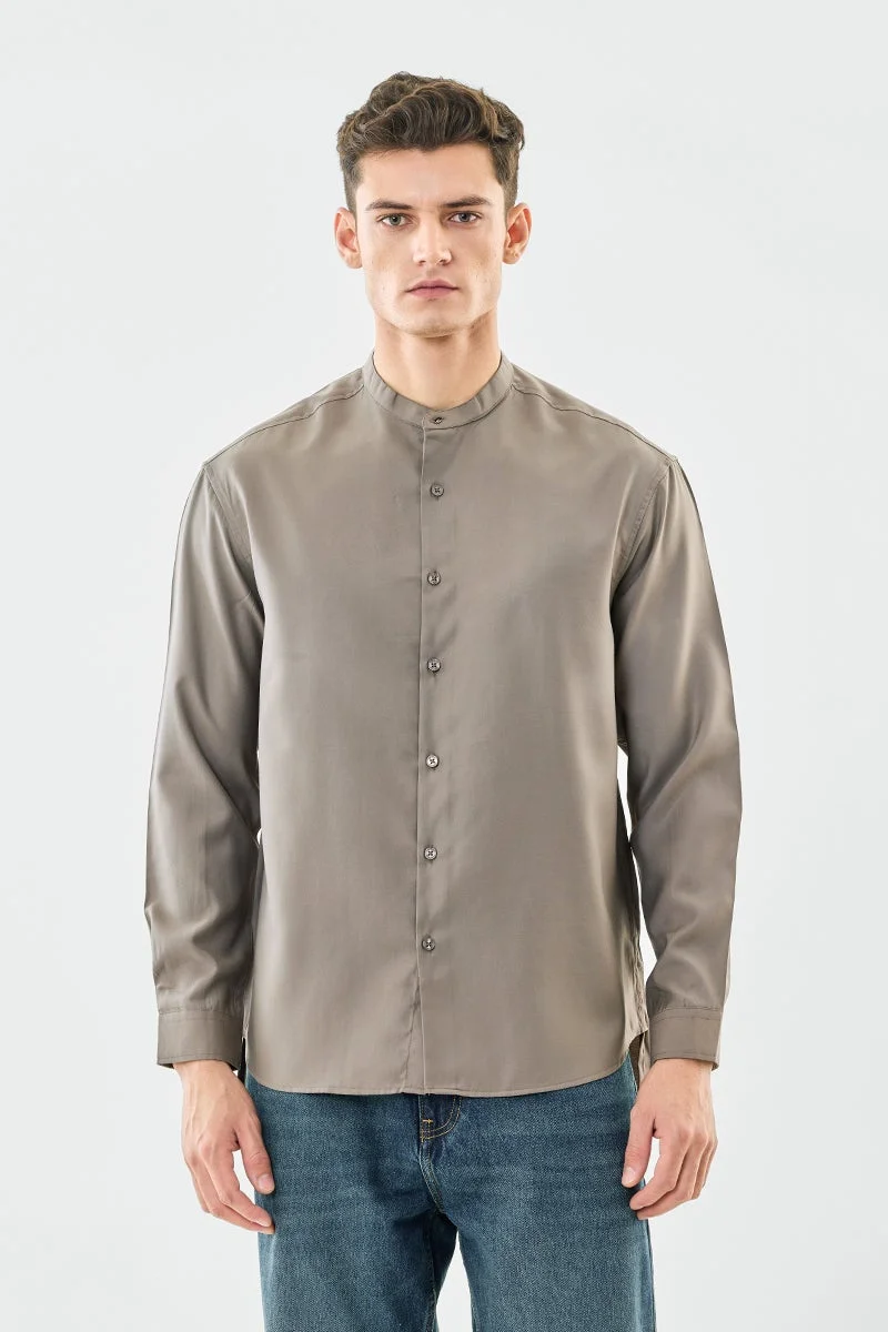 سنيتش قميص أوفيرسايز بياقة ماندرين