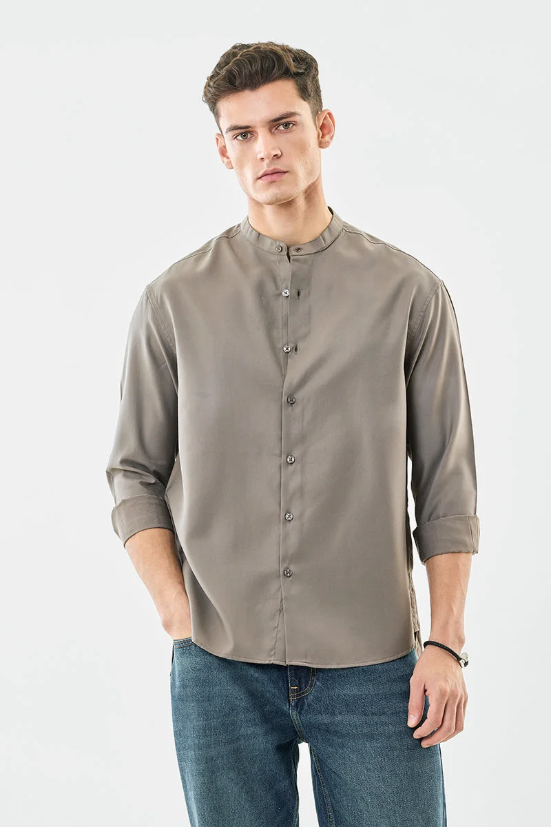 سنيتش قميص أوفيرسايز بياقة ماندرين