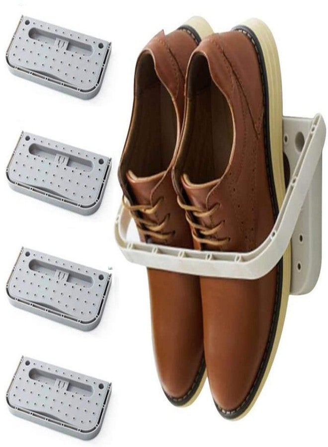 Laugh Cat 4 Pack Hanging Plastic Shoe Rack Wall Mount Creative Folding Organizer Camper Shoes Storage Shelf Adhesive Shoe Holder For Door - Image 1