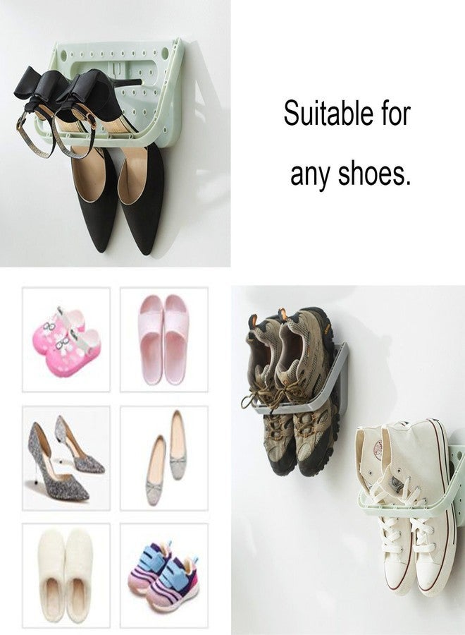 Laugh Cat 4 Pack Hanging Plastic Shoe Rack Wall Mount Creative Folding Organizer Camper Shoes Storage Shelf Adhesive Shoe Holder For Door - Image 3